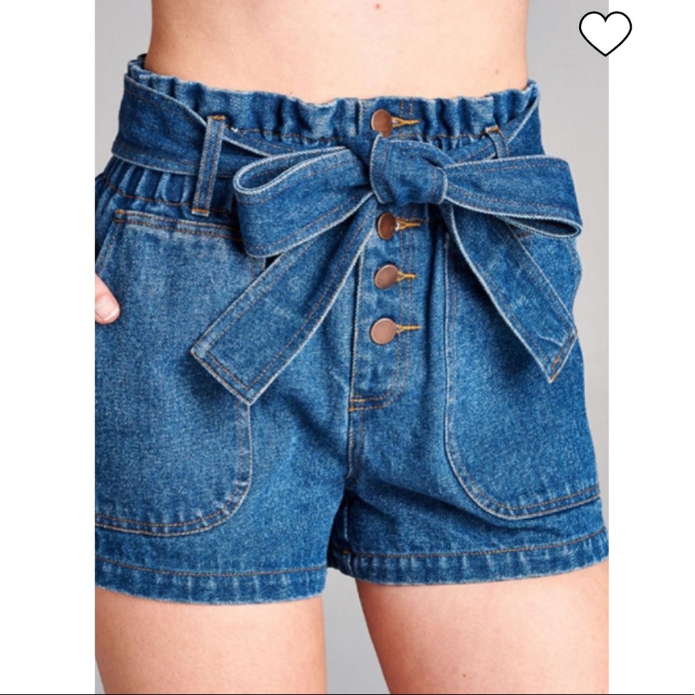 Honey punch tie denim shorts